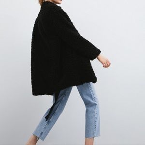NWT ZARA Black Oversized Sherpa Jacket